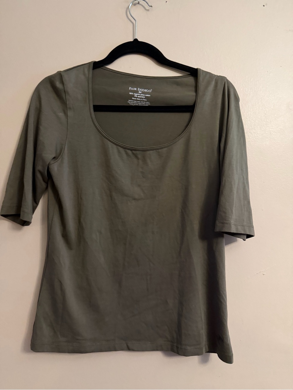 Fair Indigo Olive Scoop Neck Short Sleeve Tee - Classic Olive